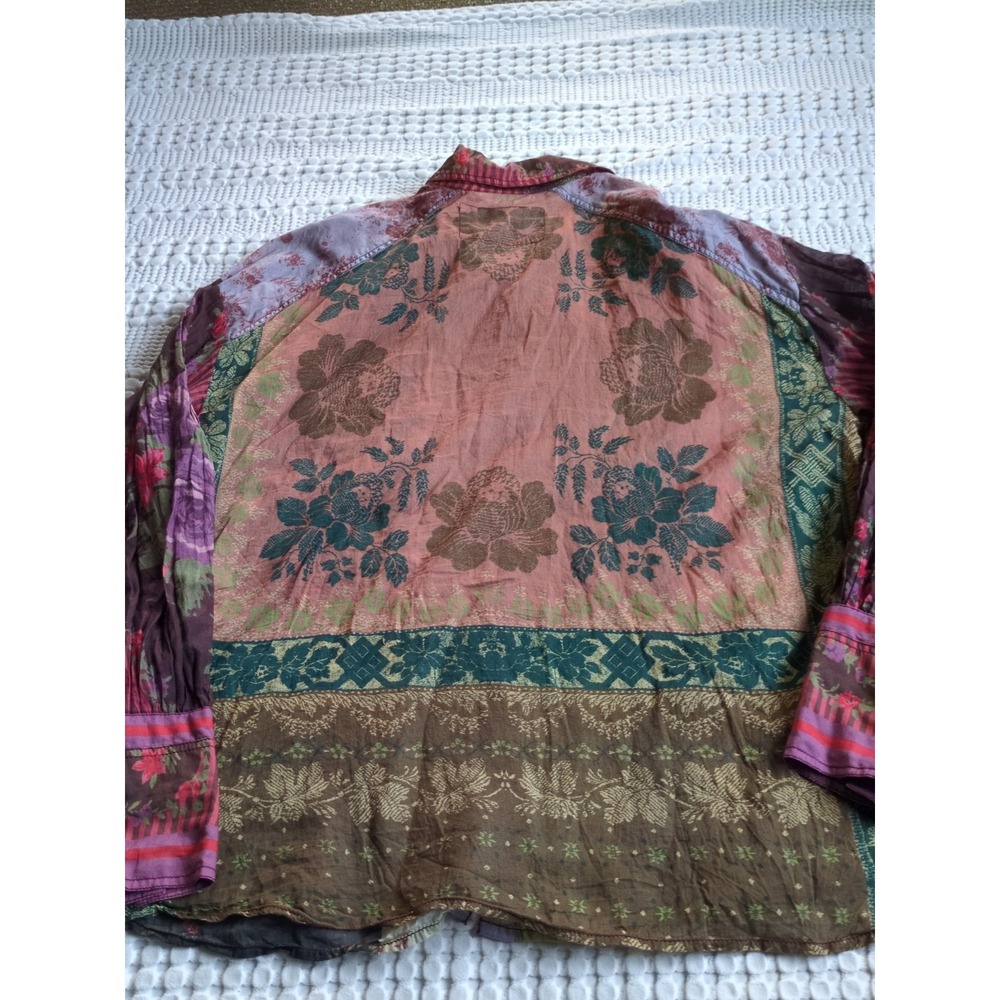 Free People Flower Patch Cotton Button-Front Top Size Medium Multicolor - Picture 6 of 12